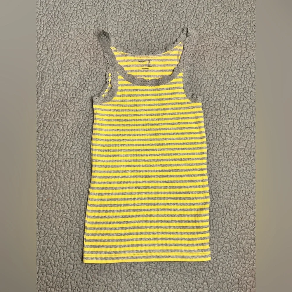 Gap Kids Tank Top Yellow‎ And Gray Little Girls Size Medium With Lace